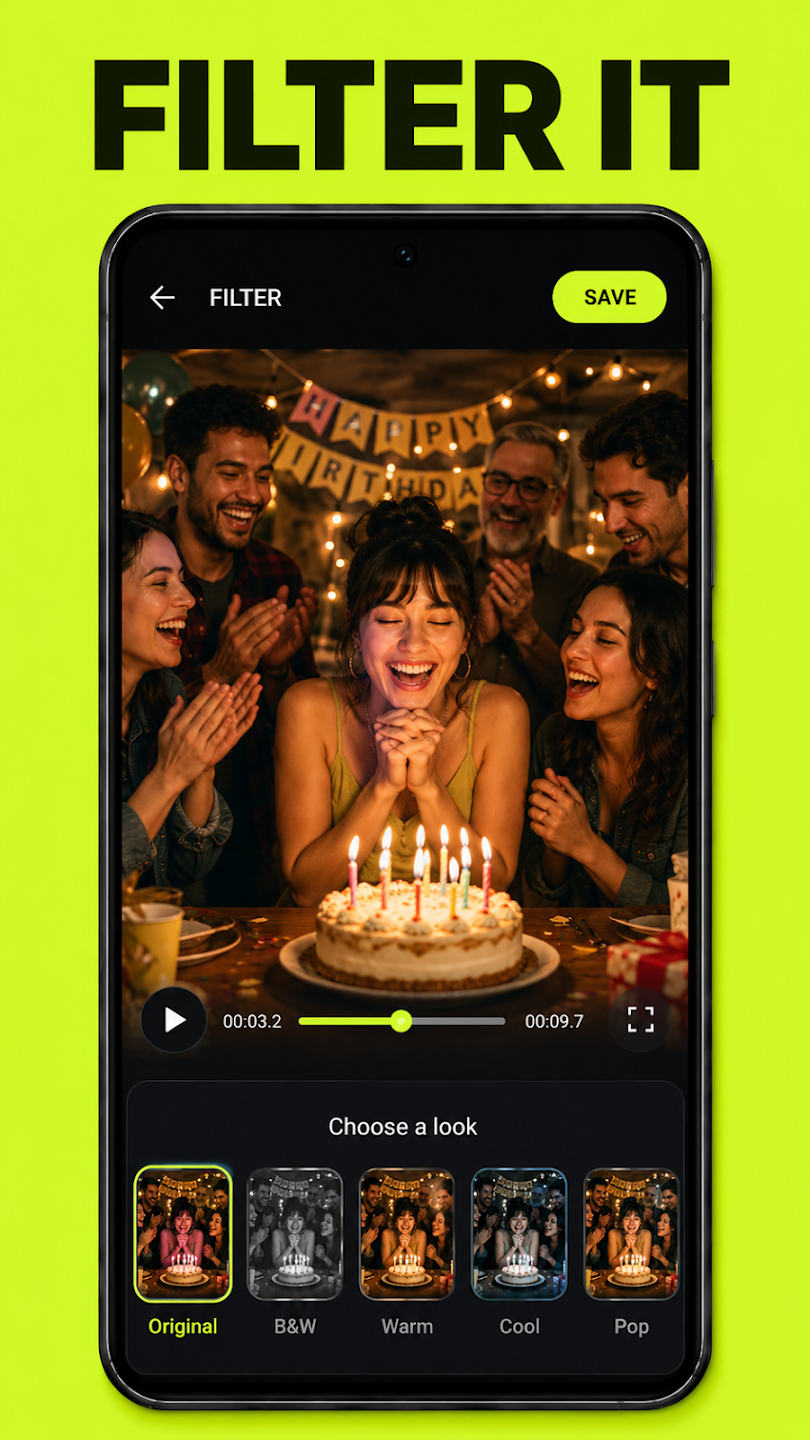 Editor Looks tab showing colour filters