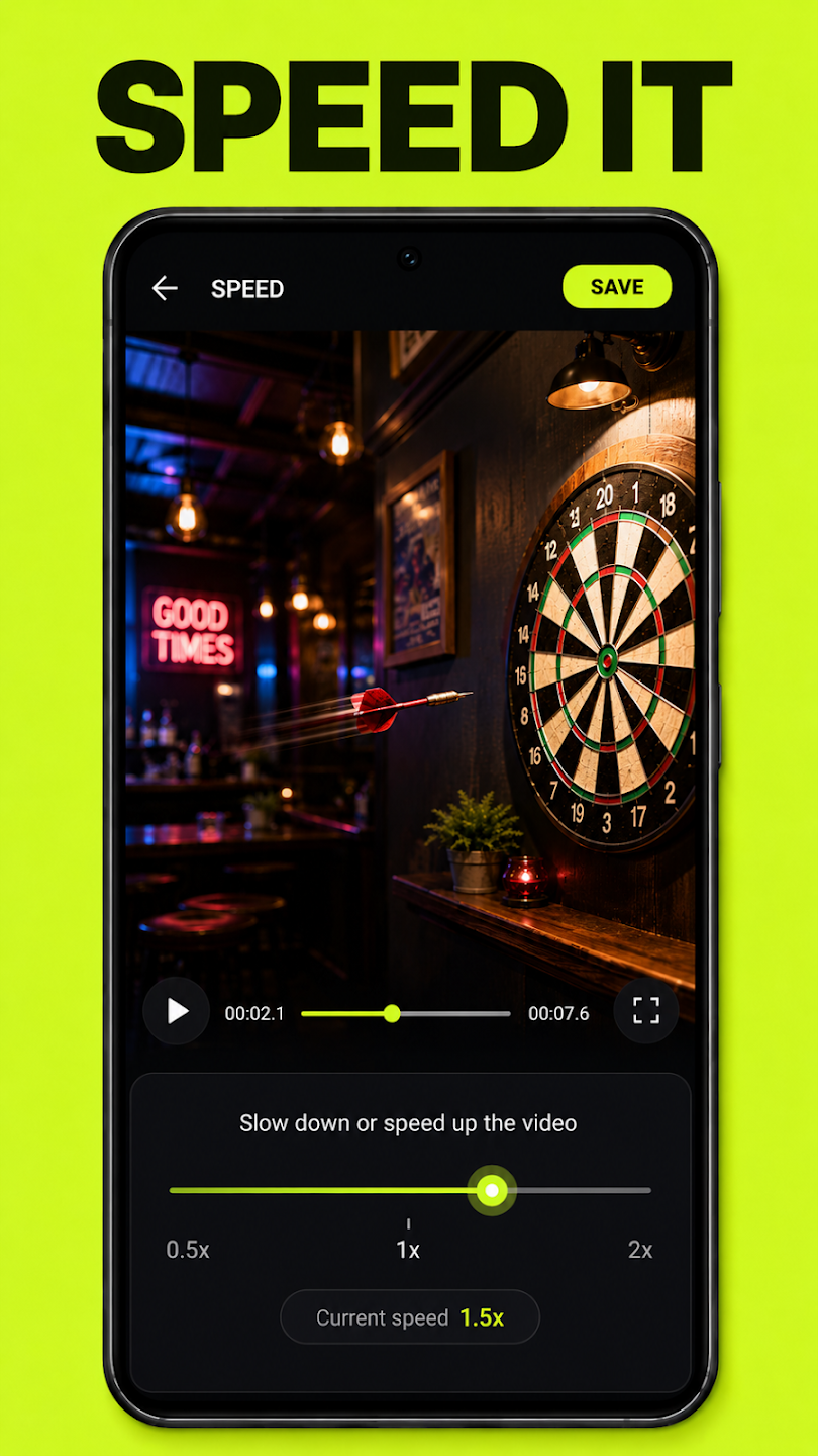 Editor Speed tab with the playback-speed slider
